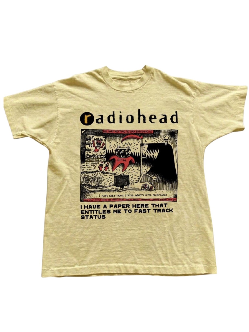 Gildan Yellow Radiohead Graphic Band T-Shirt